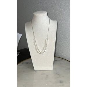 Glass Necklace faceted AB beads graduated silver tone chain EUC 9”